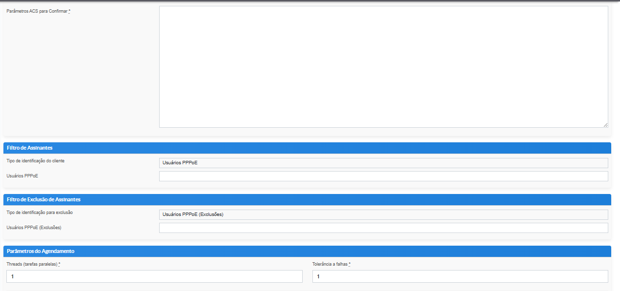 Tela inicial da automação de alteração de parametros